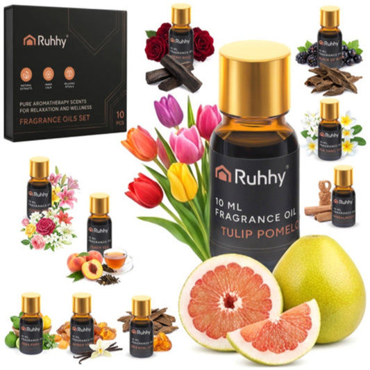 Ruhhy 10 Duftöl Set 10 x 10 ml ätherische Öle für Diffusor und Raumduft – Unisex Geschenkset in Magnetbox