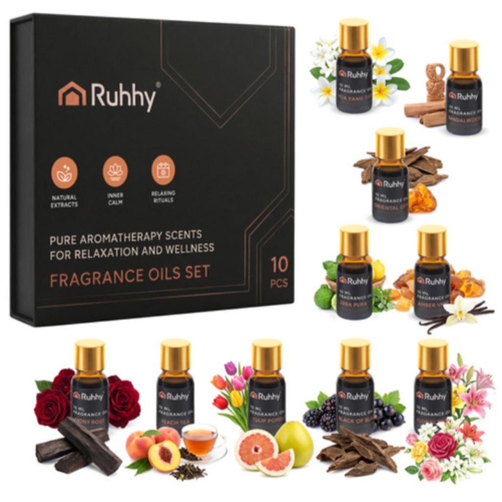 Ruhhy 10 Duftöl Set 10 x 10 ml ätherische Öle für Diffusor und Raumduft – Unisex Geschenkset in Magnetbox – Bild 3