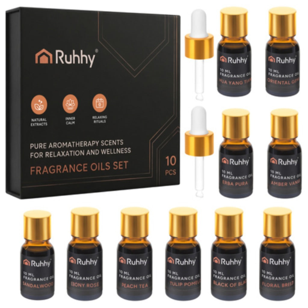 Ruhhy 10 Duftöl Set 10 x 10 ml ätherische Öle für Diffusor und Raumduft – Unisex Geschenkset in Magnetbox – Bild 4