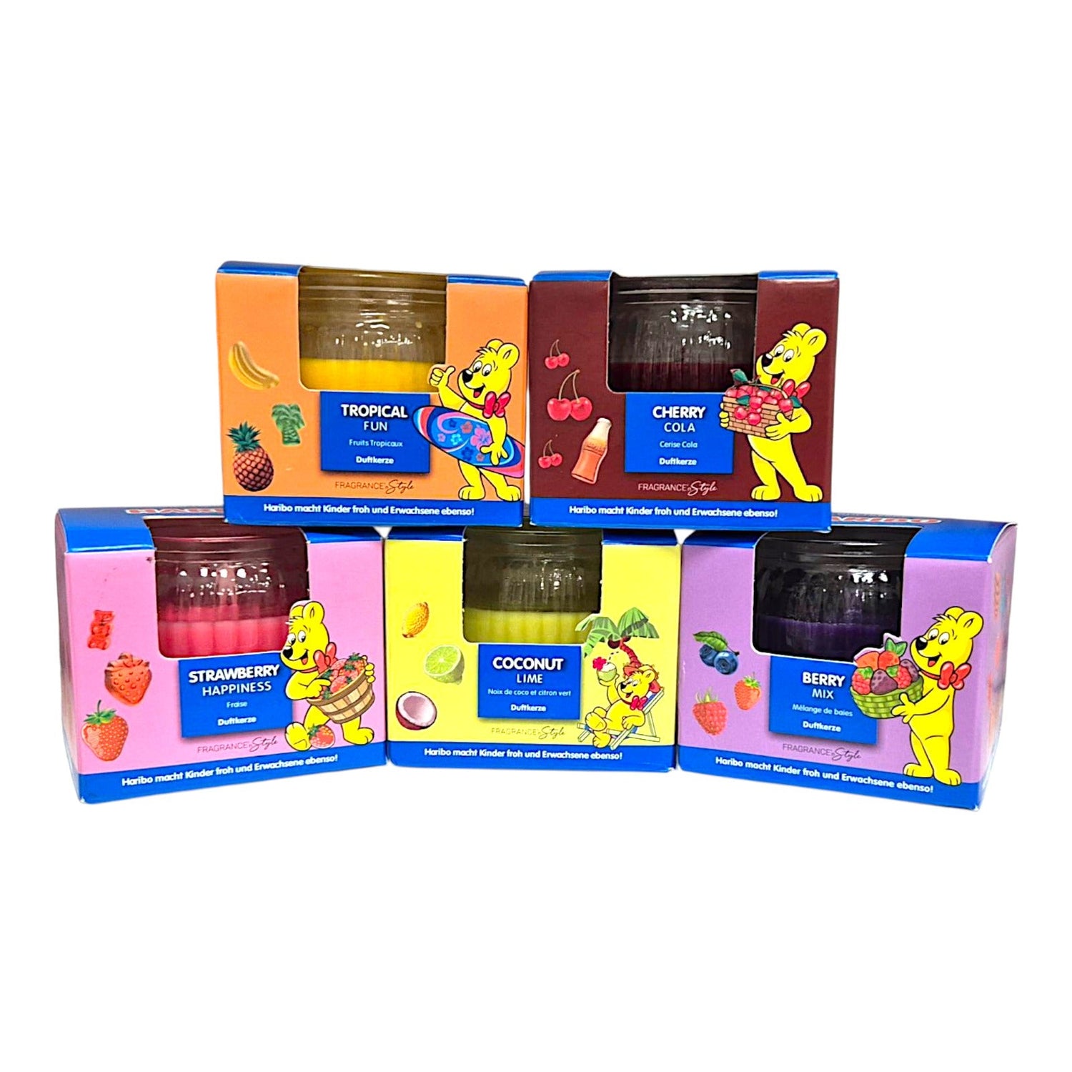 Haribo Duftkerze Fruchtig – 5x85g 425g Set süße Duftmomente