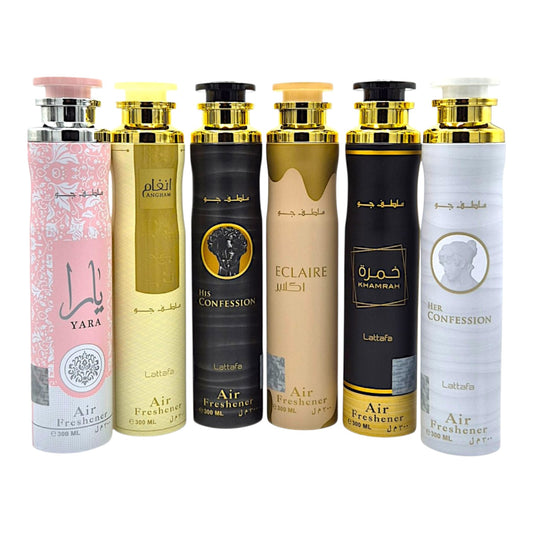 Lattafa Raumduft Set 6x300ml Air Freshener  Raumspray Yara, Eclaire, usw.