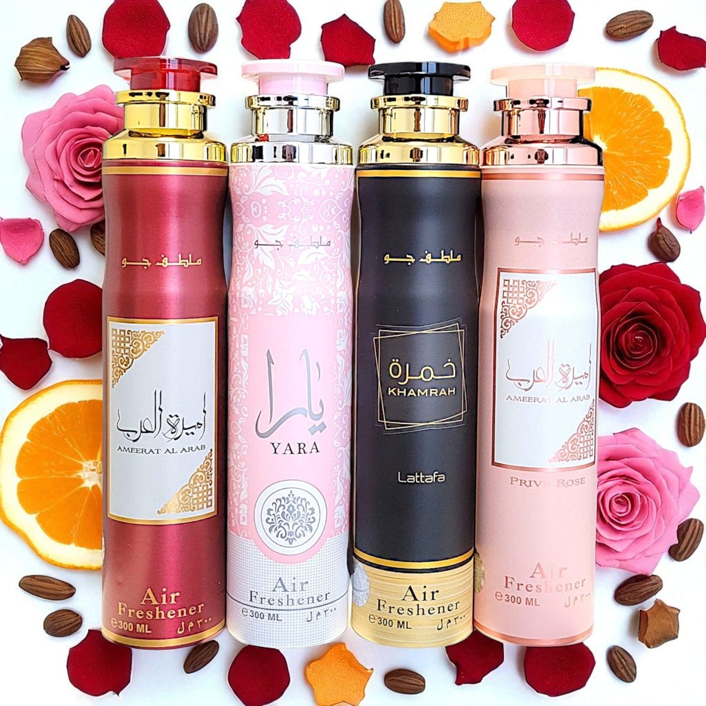 Lattafa Raumduft Set Lufterfrischer Khamrah, Yara, Ameerat Al Arab, Prive Rose